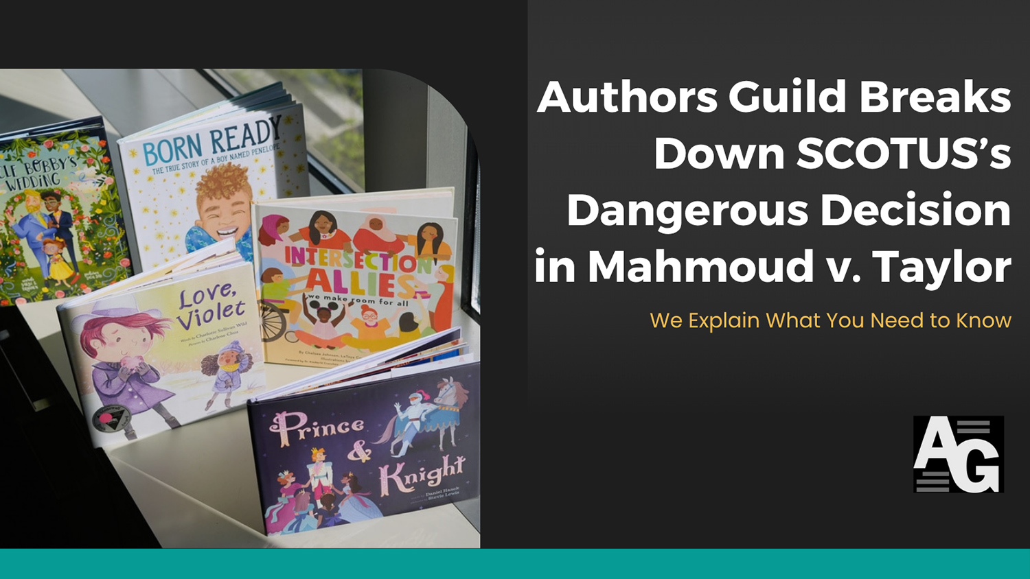 Header image with article headline next to a photo of children's books in front of a sunny window